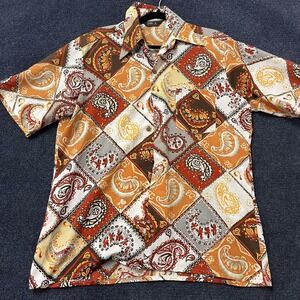 Vintage JCPenney Shirt Mens Large Multicolor Paisley Tapered No Iron 70s